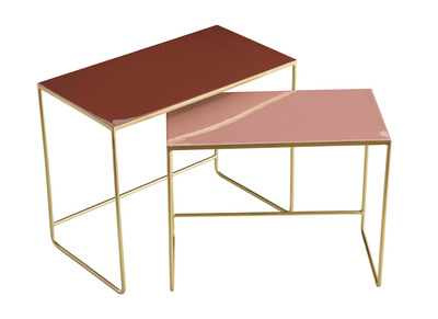 Set de 2 mesas de centro nido terracotta, rosa y dorado WESS